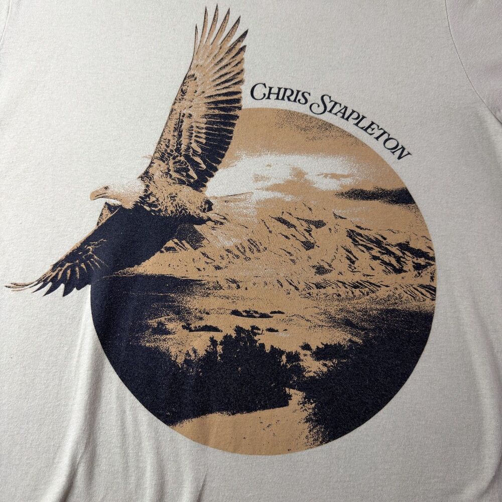 chris stapleton elbow grease eagle graphic tee 2025 beige 100% cotton mens large - Picture 3 of 8